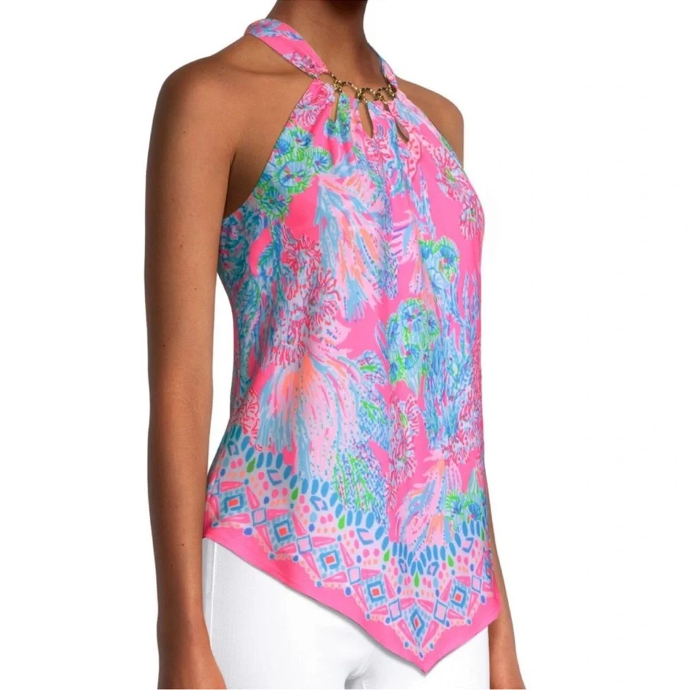 New Lilly Pulitzer Printed Halter Neck Top Size Large - Picture 8 of 10